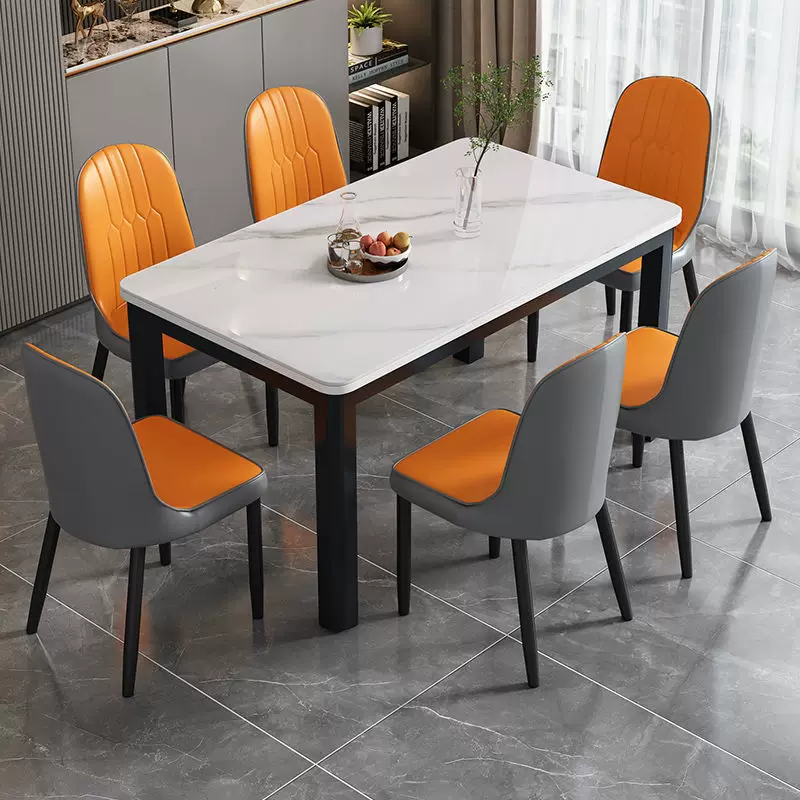 Tempered glass dining table and chair combination, modern and simple household dining table, dining room kitchen, living room table and chair combination