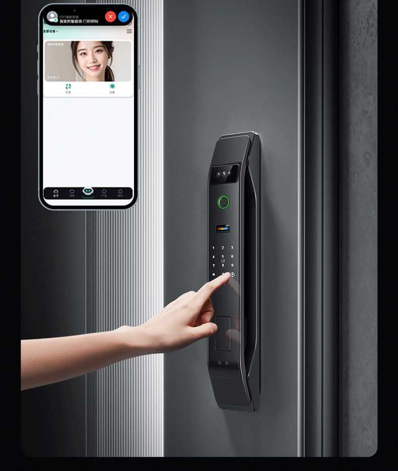 Интеллектуальный дверной замок Double voice Fingerprint lock с распознаванием лиц