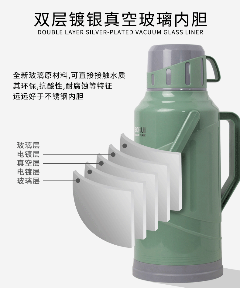 Hot water bottle for student dormitories, thermos for home use, thermos for opening water, tea bottle, inner container, 3.2-liter, 8-pound hot water kettle