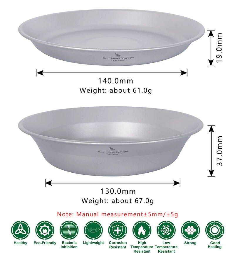 Biwei Pure Titanium Dish Dish Bound Bound, на открытом воздухе казармы блюдо из приправы на послание послание портативное салат для лагеря Dew Campad