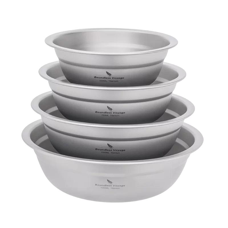 Biwei Pure Titanium Bowl Soup Basin Deep Plate Outdoor Camping Picnic Sableware Scapeable Open Fire Shaping Bowl
