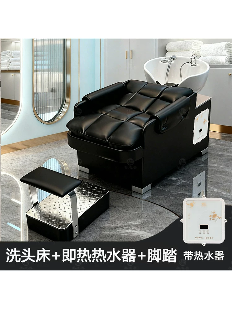 Hair washing bed, hair salon special integrated water heater, flushing bed, hair salon semi reclining energy-saving short hair ceramic basin