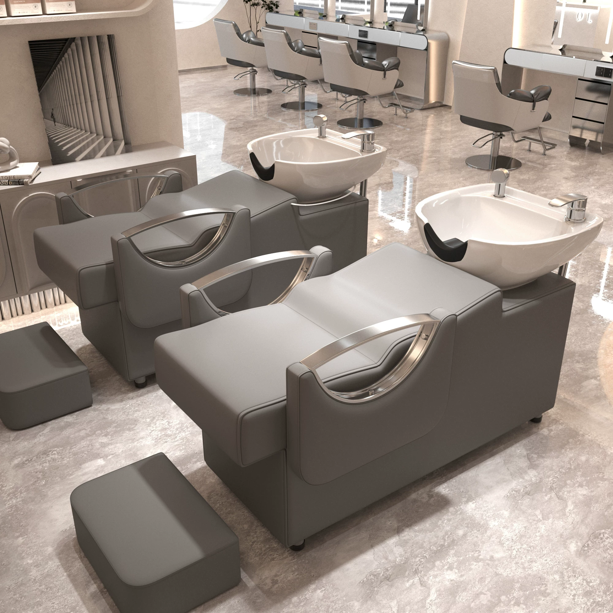 Li Bi shop shampoo bed, hair salon special semi lying flushing bed, high-end stainless steel ceramic deep basin hair salon special