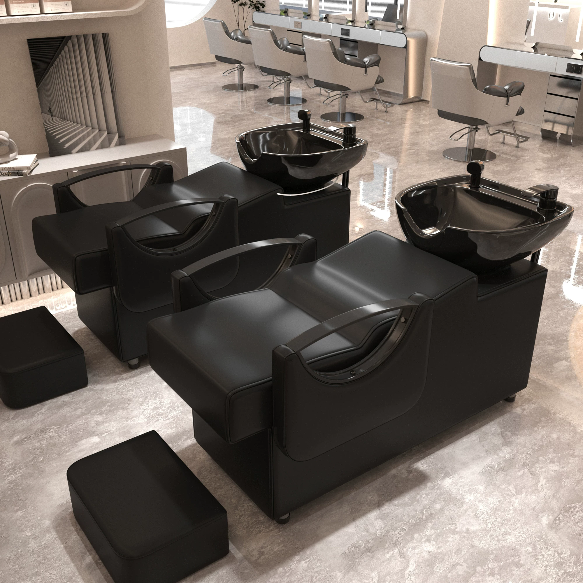 Li Bi shop shampoo bed, hair salon special semi lying flushing bed, high-end stainless steel ceramic deep basin hair salon special