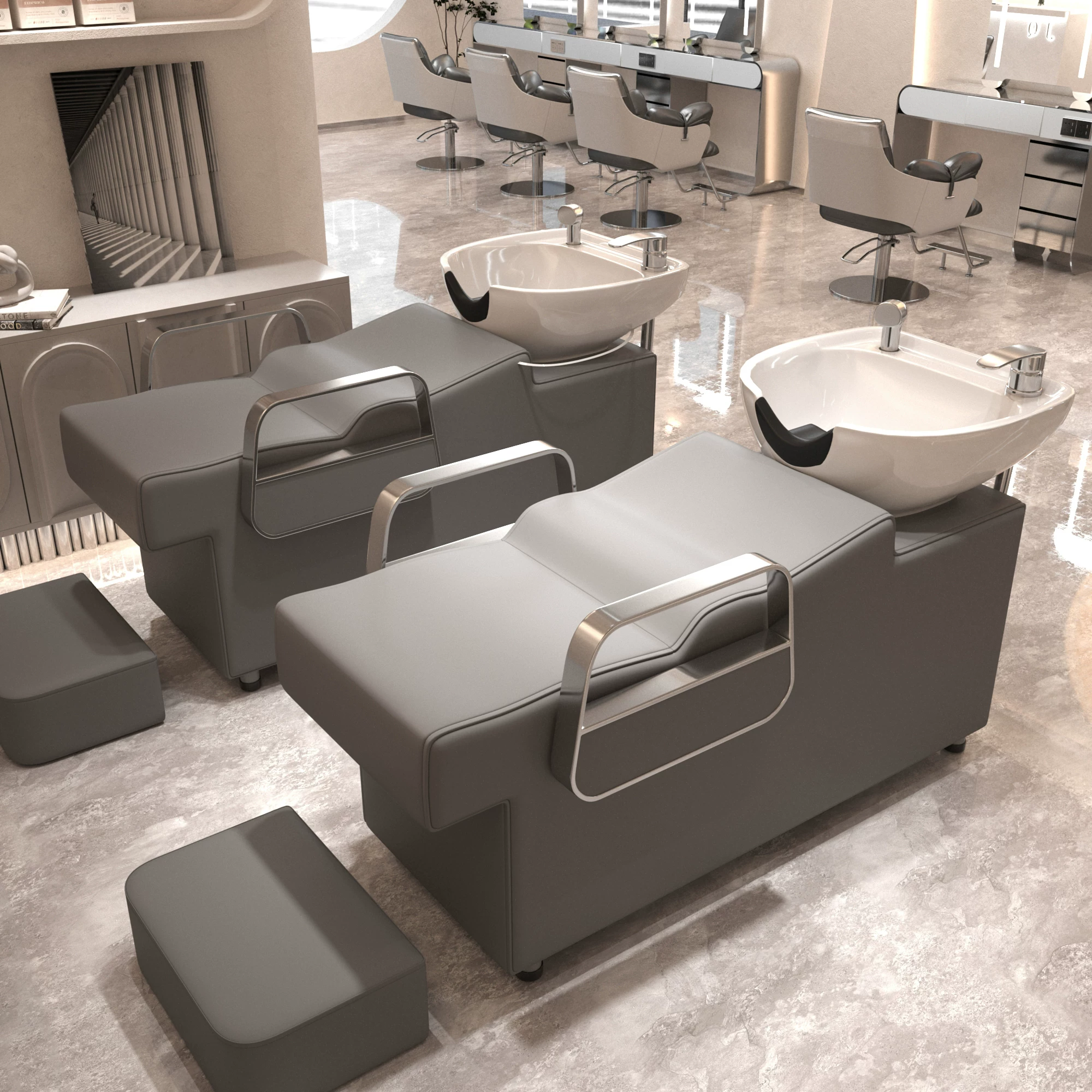Li Bi shop shampoo bed, hair salon special semi lying flushing bed, high-end stainless steel ceramic deep basin hair salon special