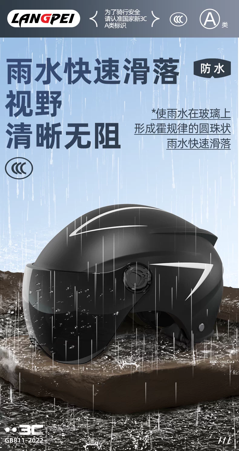 3C certified electric vehicle helmet, four season universal safety sunscreen ABS material, high-definition lens, 2025 new half helmet design