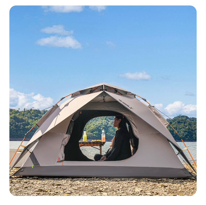 Hewolf Public Wolf Tent Outdoor Camping Folding Portable Canopy 2-in-1 Camping Overnight Equipment Rainproof Tent