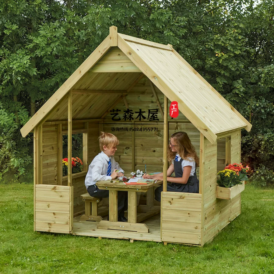 Kindergarten Outdoor Doll Home Wooden Kitchen Children's Outdoor Mobile Game House Garden Anti corrosion Wooden House Assembly