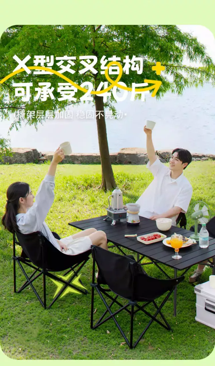 Outdoor folding table camping table chair portable picnic table folding chair Chicken rolls table camping picnic equipment set