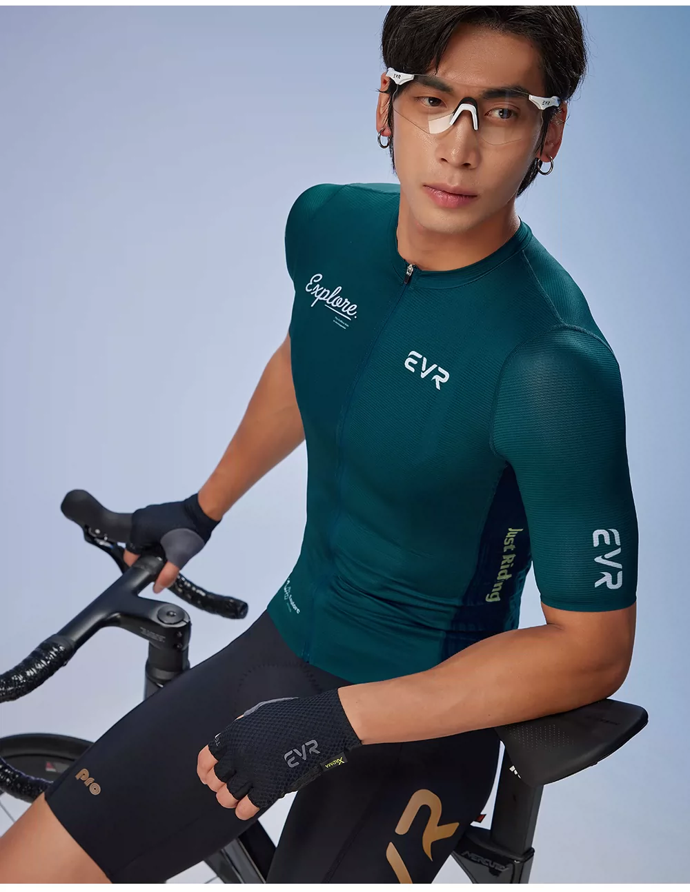 EVR cycling suit men's summer road bike spring and autumn short sleeved top printed set quick drying explore