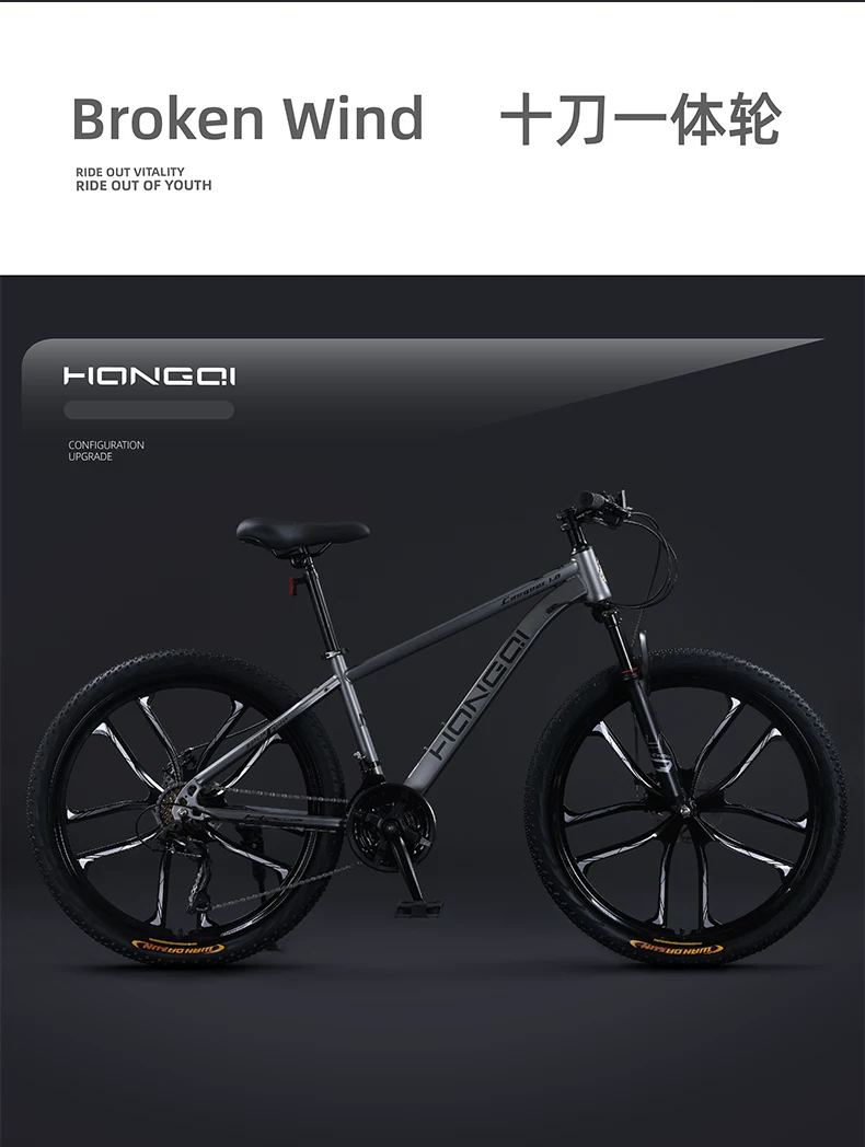 Red Flag Official Flagship Store Mountain Bike Male and Female Adult Off road Variable Speed Highway Purple Tire Youth Bike