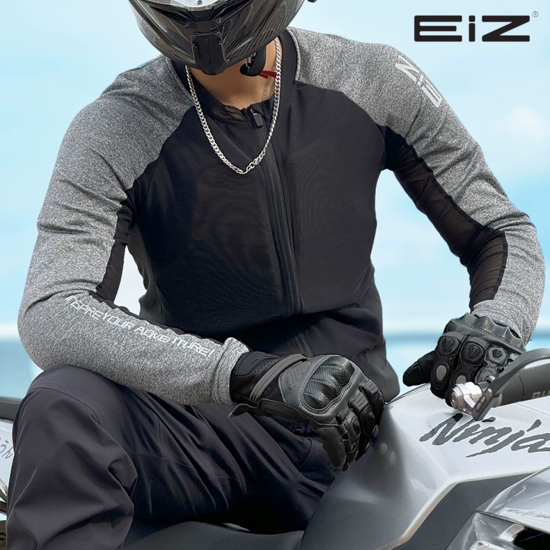 EIZ motorcycle armor suit for summer motorcycle travel, suitable for men and women, anti fall and breathable CE2 certified protective gear, commuting and off-road dual-use cycling suit EX-01 black gray armor suit