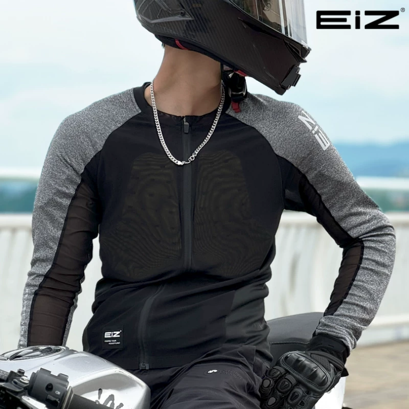 EIZ motorcycle armor suit for summer motorcycle travel, suitable for men and women, anti fall and breathable CE2 certified protective gear, commuting and off-road dual-use cycling suit EX-01 black gray armor suit