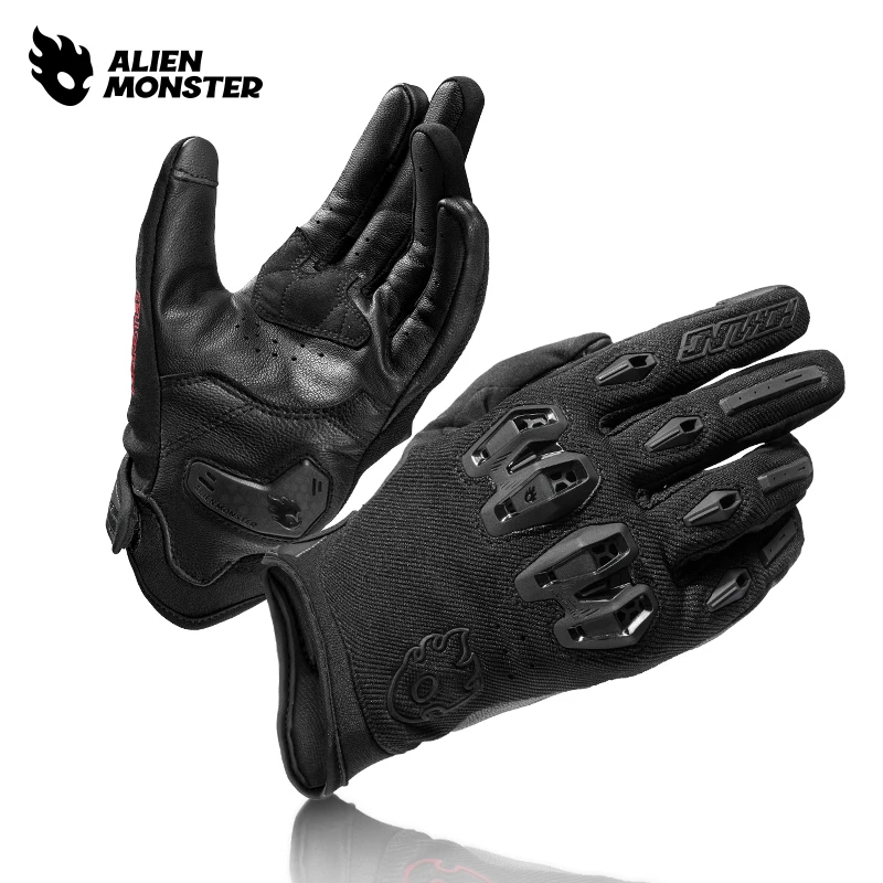 Alien Monster Roaring Gloves Motorcycle Summer Breathable Motorcycle Equipment Men's Four Seasons Riding Touchscreen Leather CE Certification