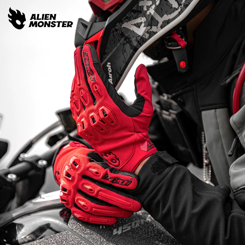 Alien Monster Roaring Gloves Motorcycle Summer Breathable Motorcycle Equipment Men's Four Seasons Riding Touchscreen Leather CE Certification