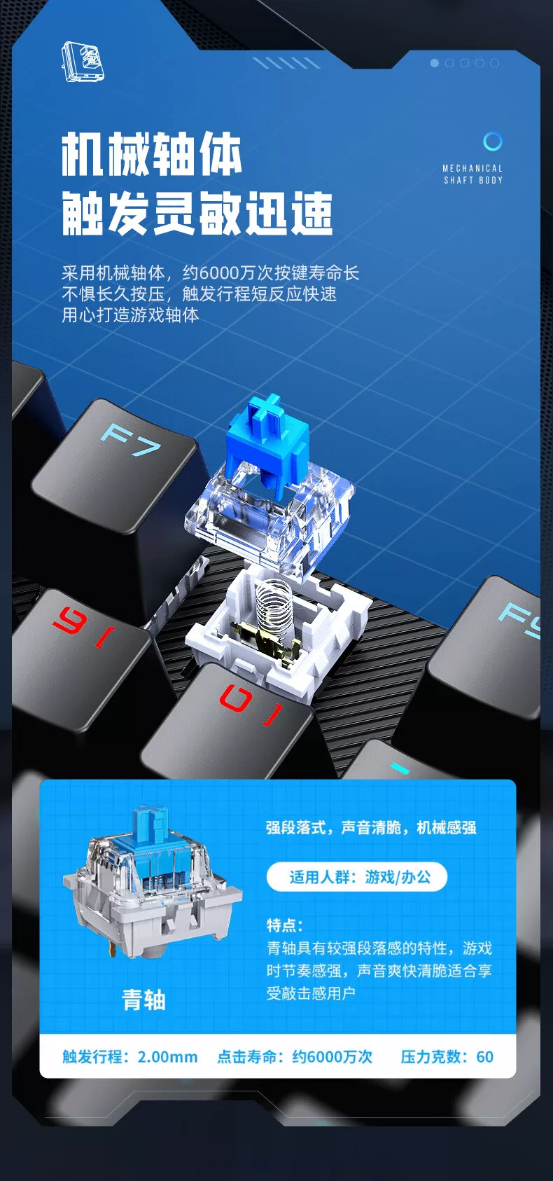 Wolf Spider (AULA) Green Axis Mechanical Keyboard Gaming Desktop Computer Universal Keyboard and Mouse Set