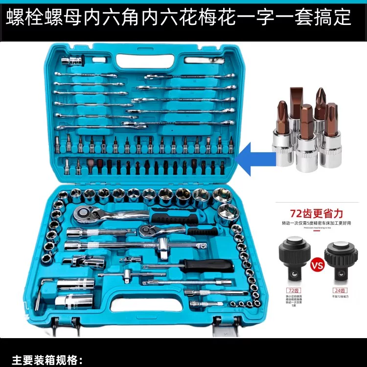 Depuda wrench socket repair kit ratchet 72 teeth quick kit with on-board tools for machine repair and auto repair, a complete set
