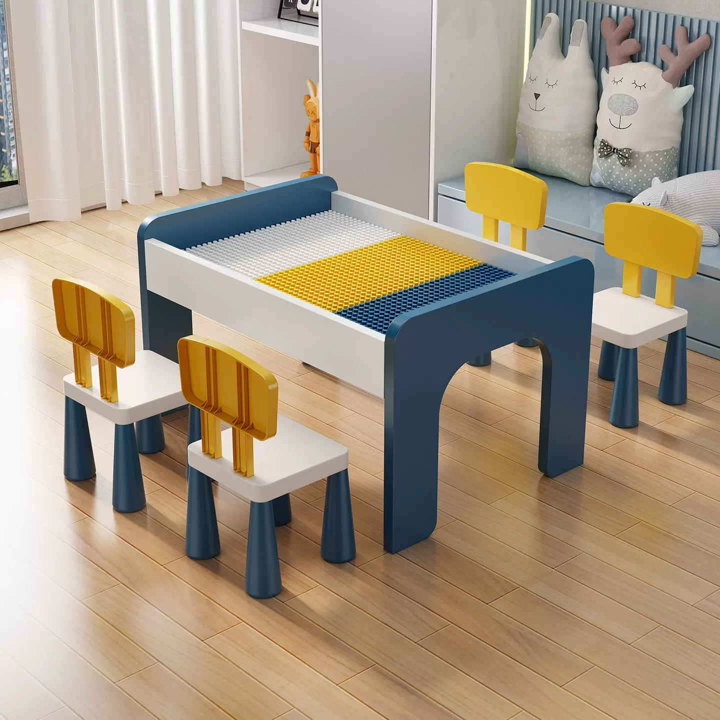 Children's Building Blocks Table Large Particle Male and Female Baby Puzzle Assembly Large Size Wooden Multi functional Toy Table