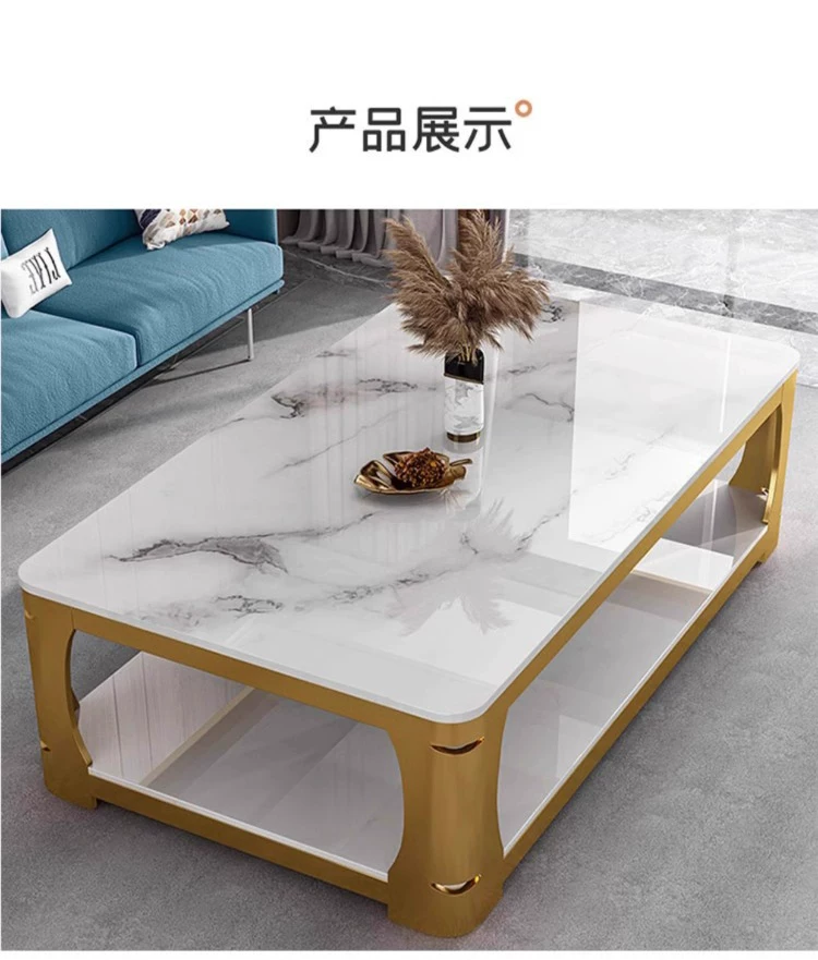 Tea table, living room, small household, simple and modern, resembling marble, tempered glass, rectangular tea table, tea table table