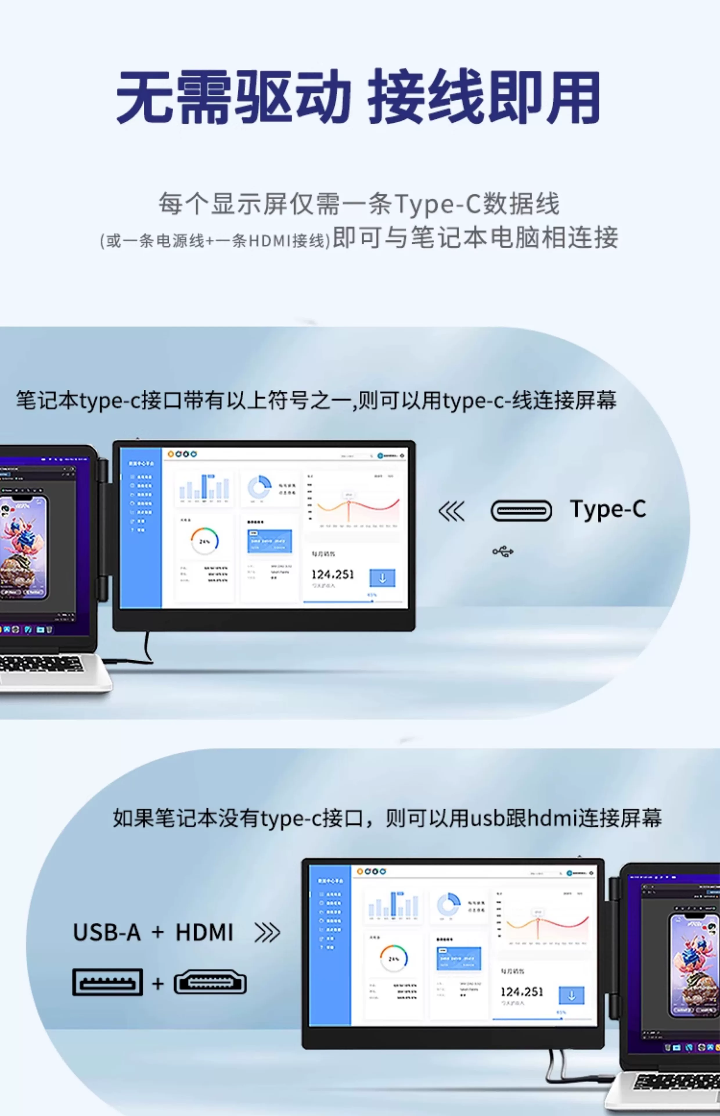 LAPTOMO notebook expansion screen dual screen convenient display triple screen folding expansion computer with multiple secondary screens