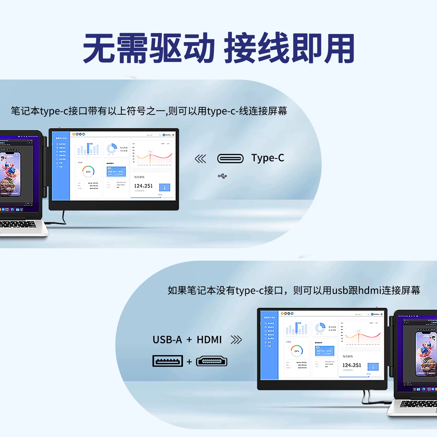 LAPTOMO notebook expansion screen dual screen convenient display triple screen folding expansion computer with multiple secondary screens