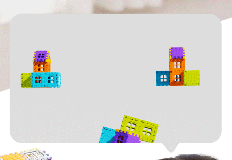 Children building houses, assembling puzzle toys with building blocks, to 6-year-old girl and boy big particle blocks, birthday gift puzzle