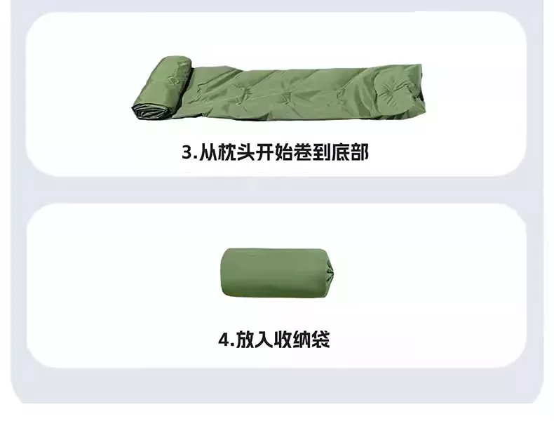 Outdoor ultra light inflatable mattress with foot cushion, outdoor tent sleeping pad, portable hiking camping single air mattress
