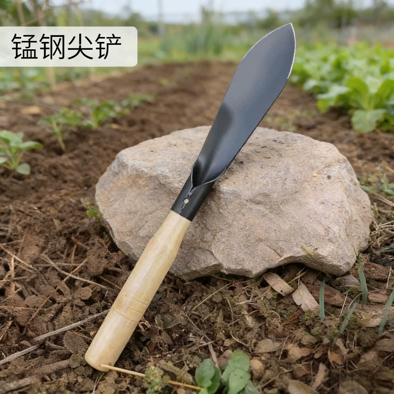 Planting flowers and vegetables with a small shovel, digging wild vegetables with manganese steel, an outdoor digging tool, a gardening tool, a household vegetable specific shovel, used to drive the sea