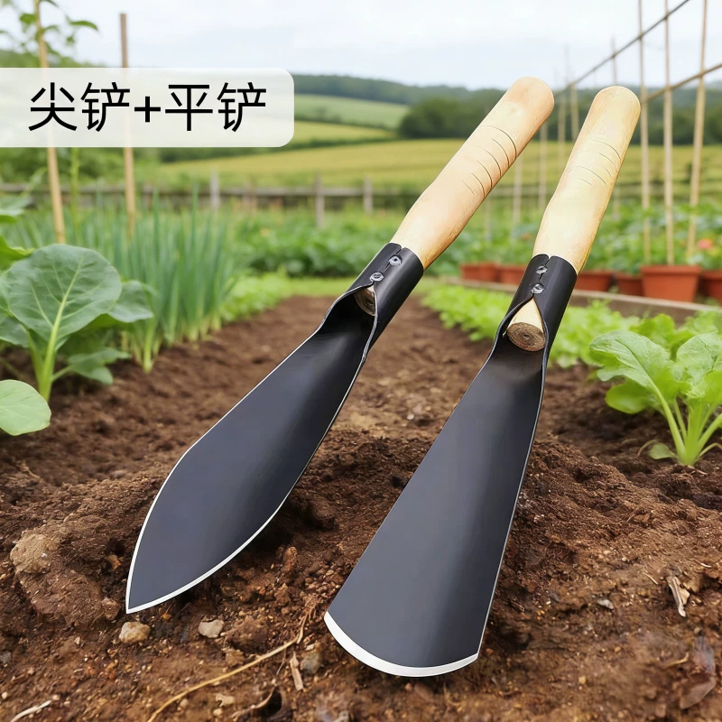 Planting flowers and vegetables with a small shovel, digging wild vegetables with manganese steel, an outdoor digging tool, a gardening tool, a household vegetable specific shovel, used to drive the sea