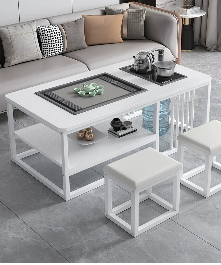Tea table, living room, simple modern home, office, Kung Fu tea table, tea set, complete set of simple tea making, integrated table