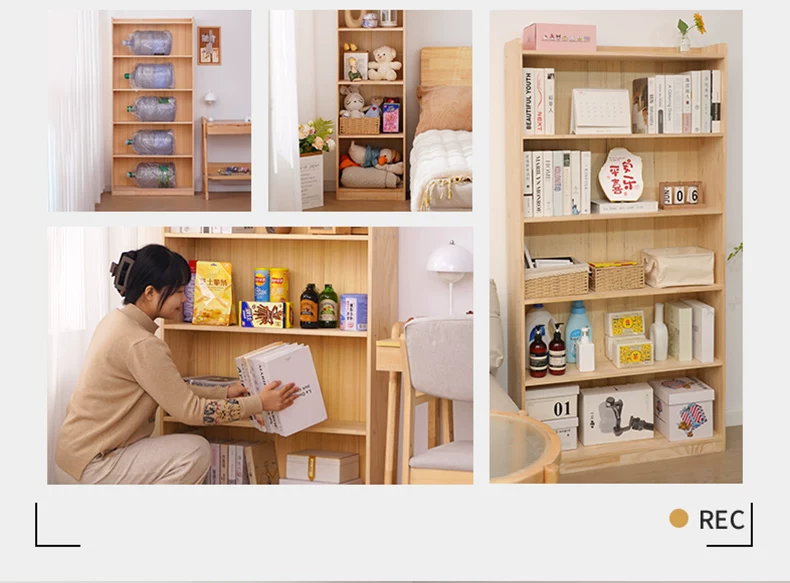 Thickened unpainted solid wood bookshelf with six layers of imported pine corner bookshelf