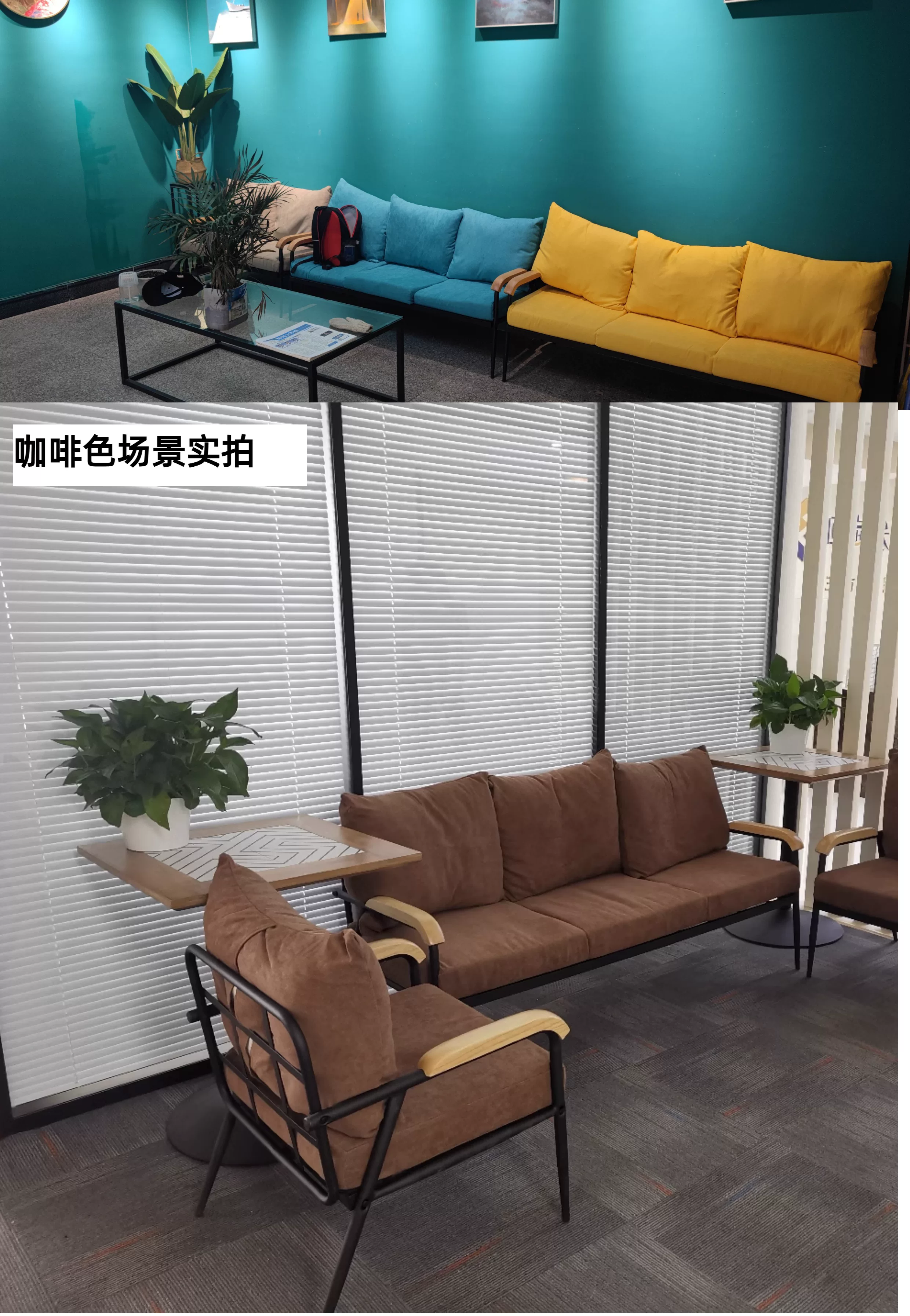 Double Room Fanchen Nordic Fabric Sofa Small House Living Room Solid Wood Iron Art Simple Modern Set Frame Bedroom