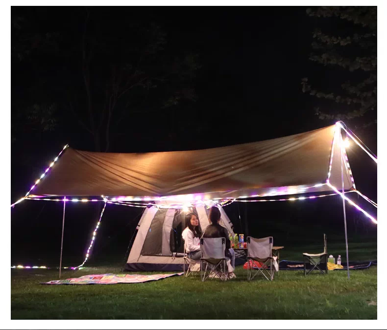 Outdoor large silver coated sunshade, portable outdoor sun protection, thick black glue, four pole canopy, camping tent equipment