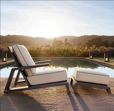 Nordic Outdoor Courtyard Garden Villa Outdoor Teak Sofa Leisure Sofa Aluminum Alloy Outdoor Waterproof Sunscreen