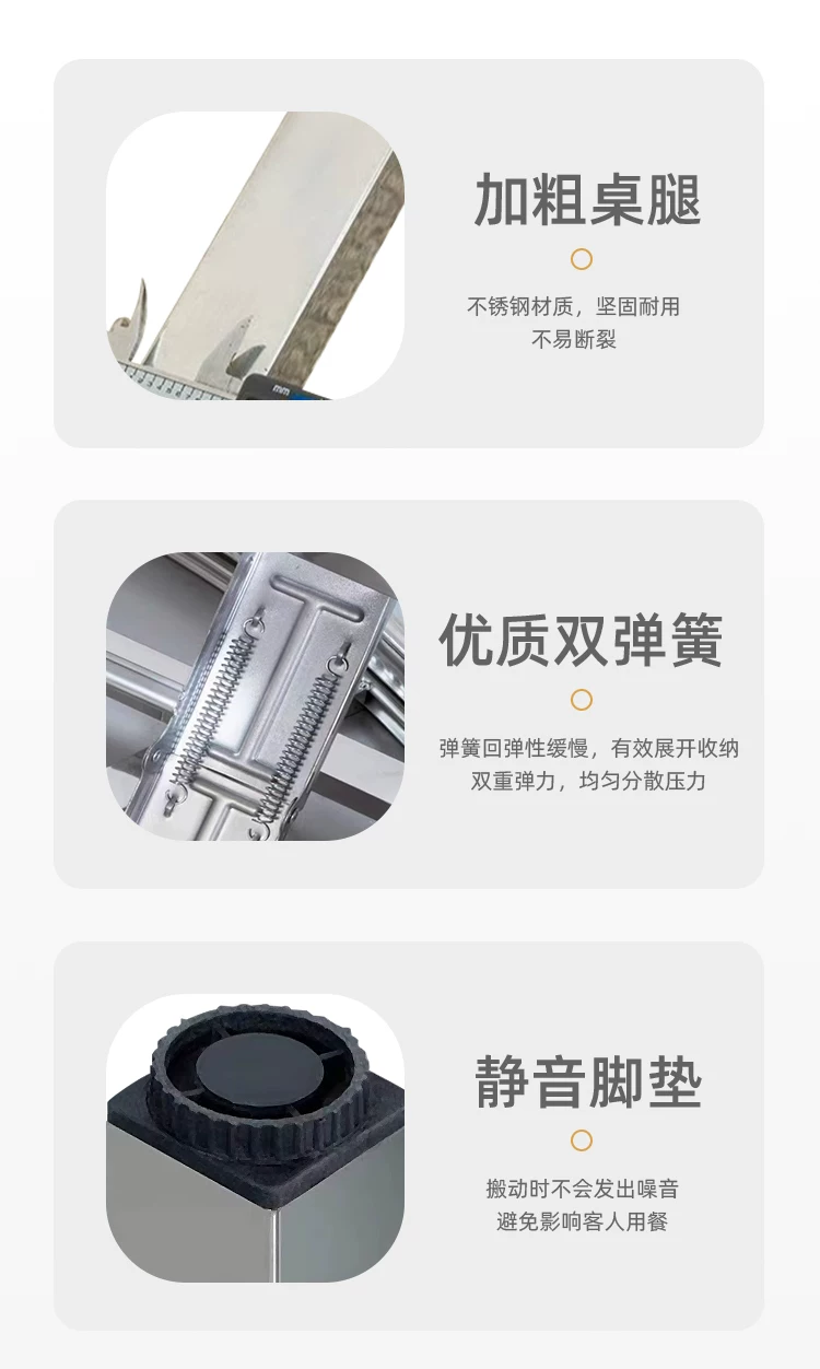 带彩图加厚不锈钢转盘圆桌家用吃饭餐桌商用圆桌电磁炉火锅折叠桌