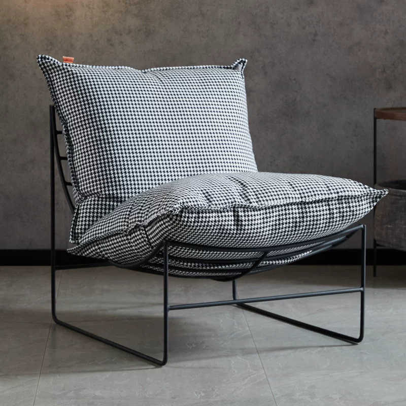 Nordic Leisure Living Room Fabric Sofa Tea Table Internet Celebrity Bedroom Balcony Single Leisure Chair Iron Art Lazy Sofa Chair