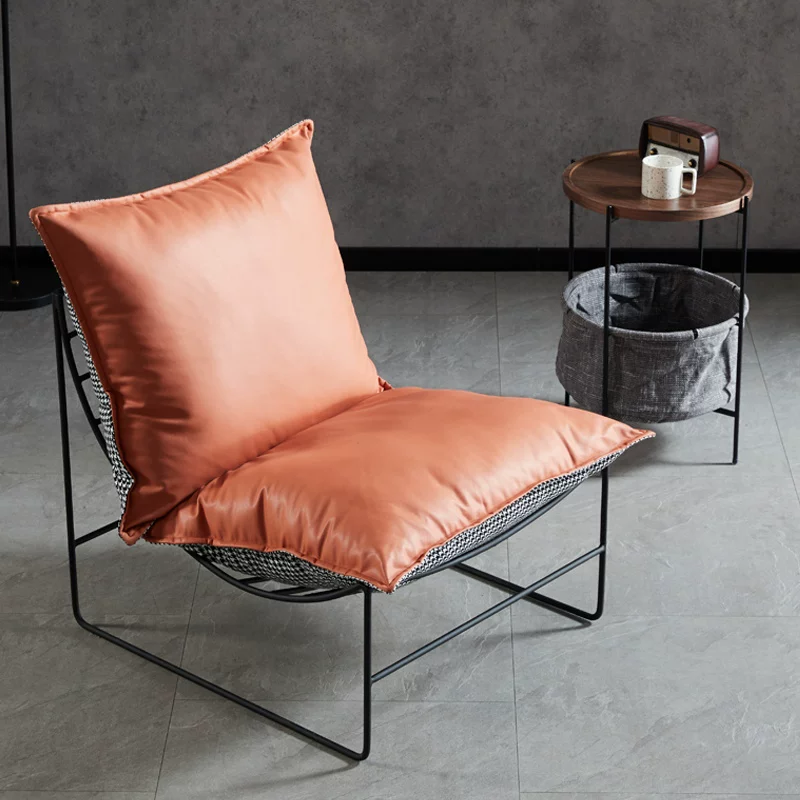 Nordic Leisure Living Room Fabric Sofa Tea Table Internet Celebrity Bedroom Balcony Single Leisure Chair Iron Art Lazy Sofa Chair