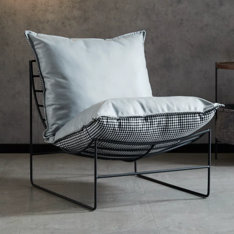 Nordic Leisure Living Room Fabric Sofa Tea Table Internet Celebrity Bedroom Balcony Single Leisure Chair Iron Art Lazy Sofa Chair