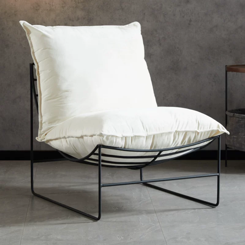 Nordic Leisure Living Room Fabric Sofa Tea Table Internet Celebrity Bedroom Balcony Single Leisure Chair Iron Art Lazy Sofa Chair