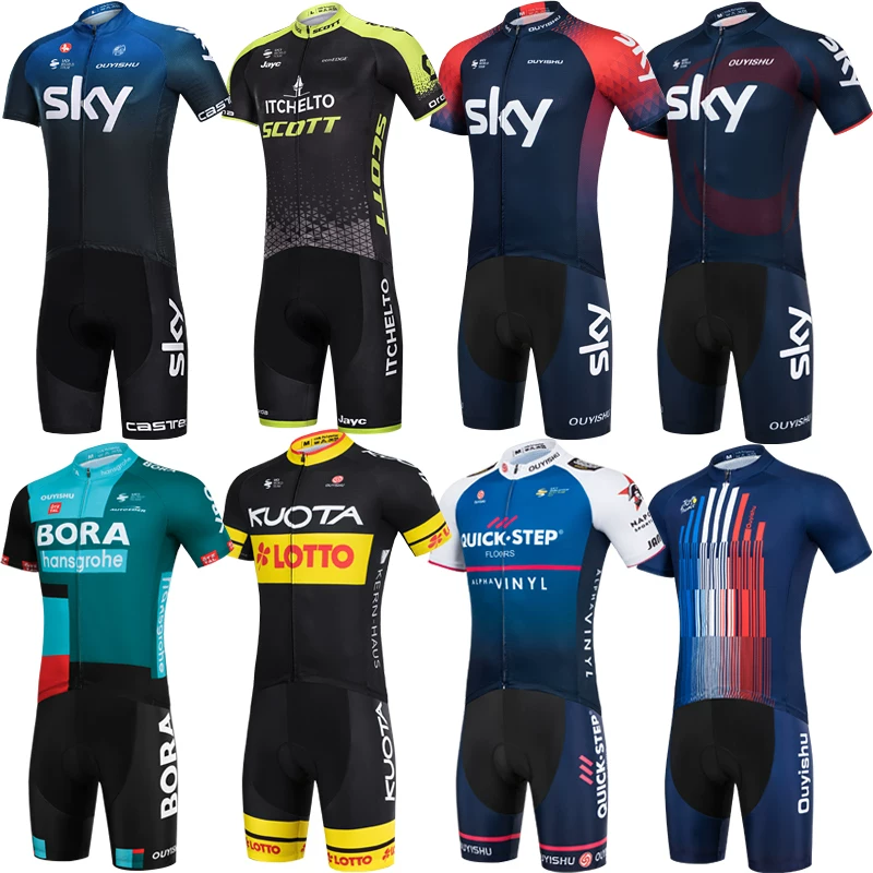 Sky cycling suit short sleeved set men's summer road cycling suit quick drying breathable mountain baby bag cycling pants top