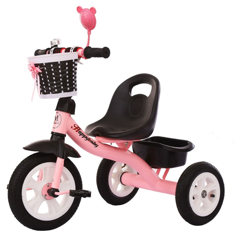 Miset Children's Tricycle High spec Bicycle with Storage Basket 1-6 Year Old Push Handle Baby Bike Foam Wheel Recommended