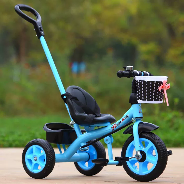 Miset Children's Tricycle High spec Bicycle with Storage Basket 1-6 Year Old Push Handle Baby Bike Foam Wheel Recommended