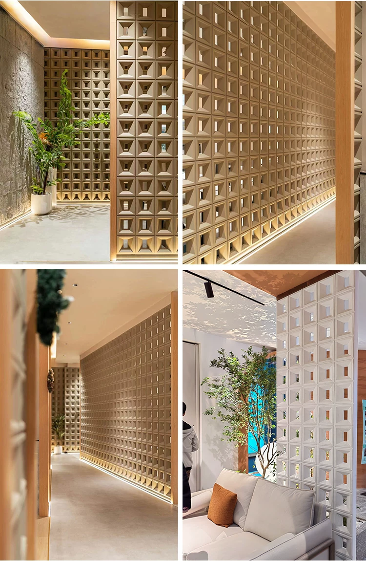 Lightweight hollow brick, PU cement component brick, nine grid art decoration wall, internet famous partition background, hollow porous brick