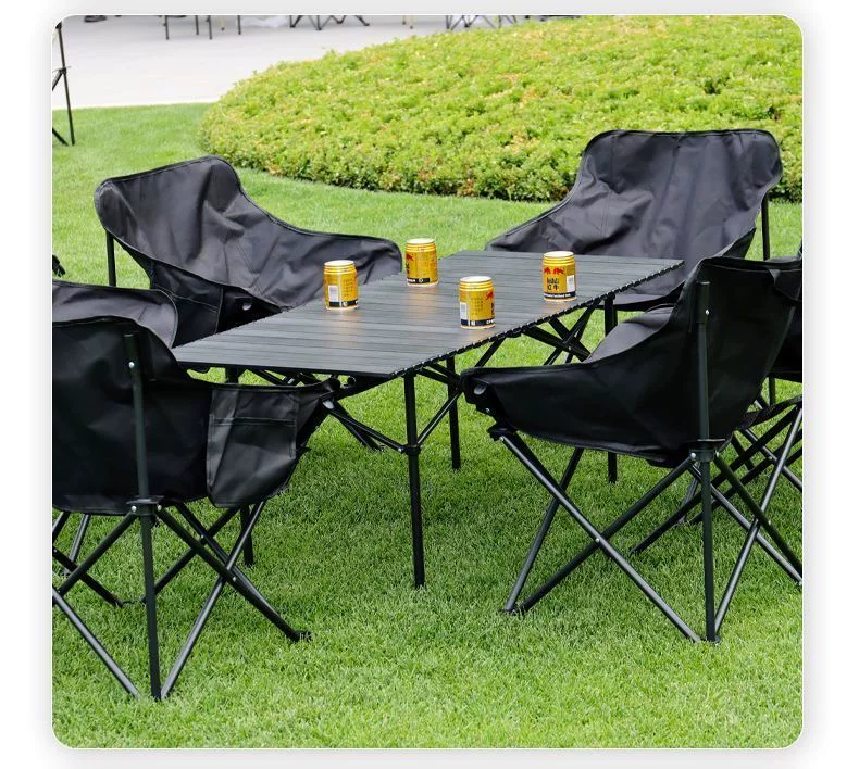 Outdoor Folding Table and Chair Set Portable Stall Moon Chair Folding Table and Chair Set Combination Camping Table and Chair Set