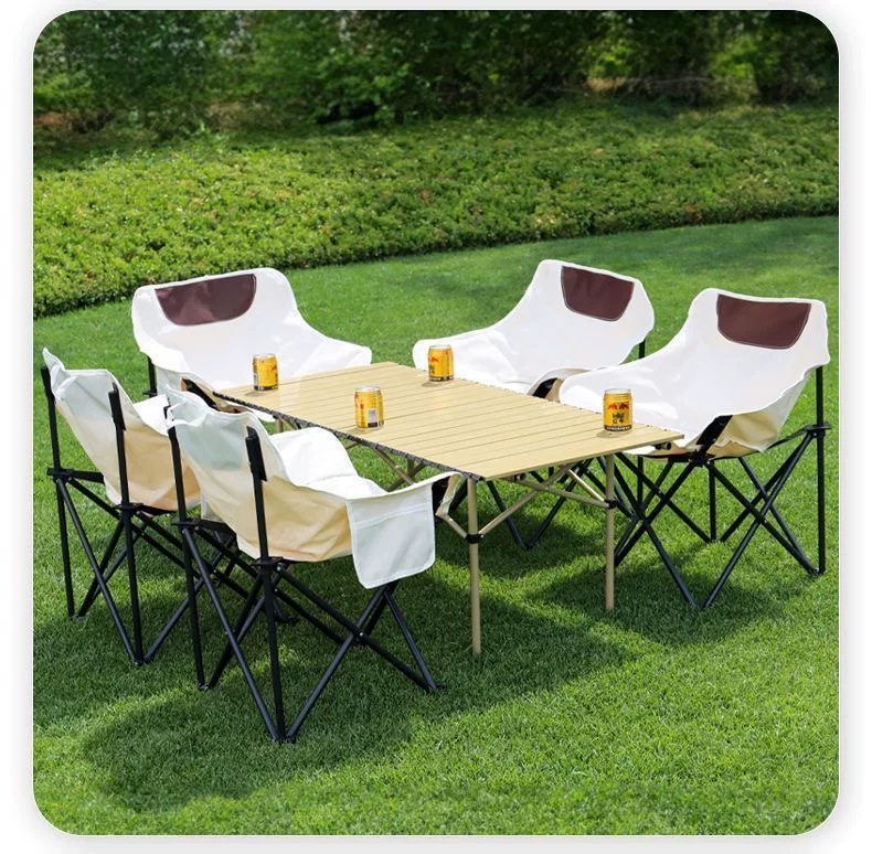 Outdoor Folding Table and Chair Set Portable Stall Moon Chair Folding Table and Chair Set Combination Camping Table and Chair Set