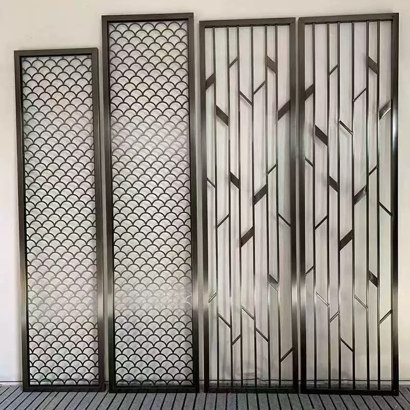 Stainless steel screen, wrought iron partition, living room entrance, new Chinese modern minimalist decorative wall, hollow out shading grille