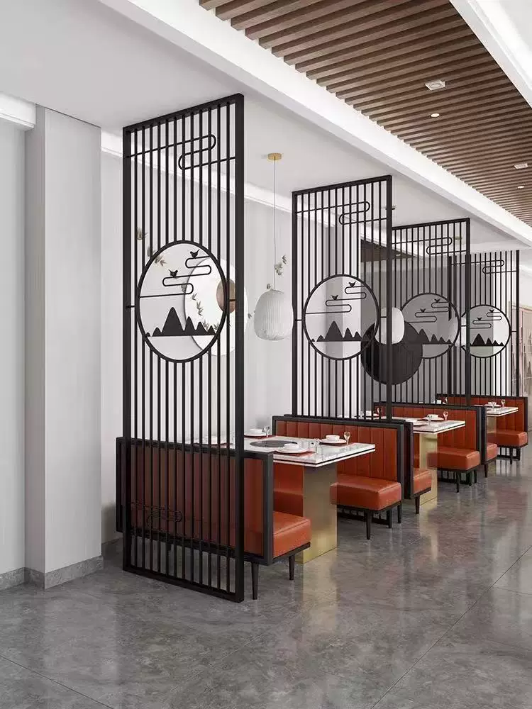 Stainless steel screen, wrought iron partition, living room entrance, new Chinese modern minimalist decorative wall, hollow out shading grille