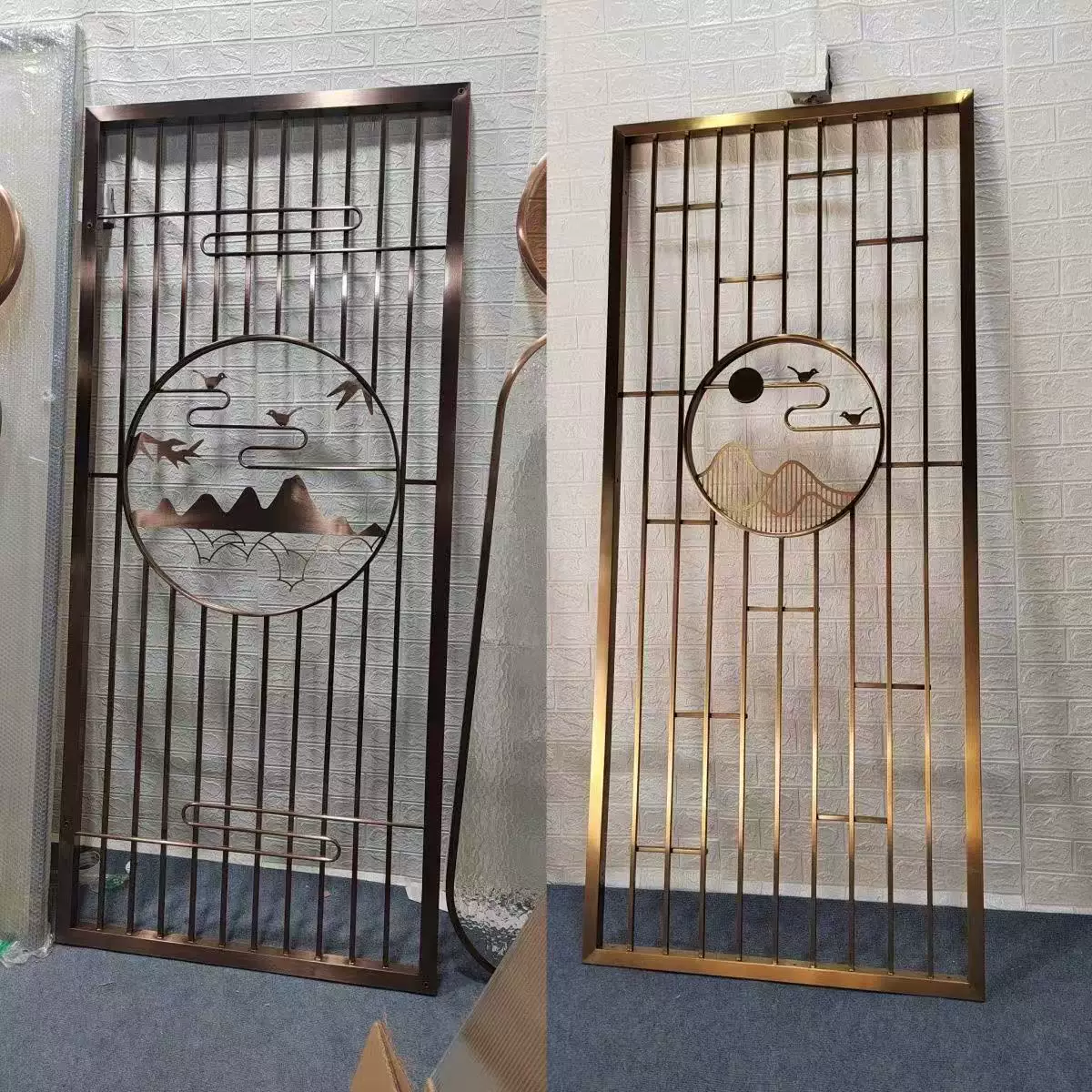 Stainless steel screen, wrought iron partition, living room entrance, new Chinese modern minimalist decorative wall, hollow out shading grille