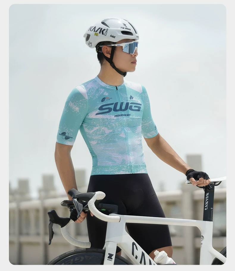 SWG Mingsheng exclusive summer short sleeved cycling suit for men, breathable and quick drying road cycling professional cycling suit