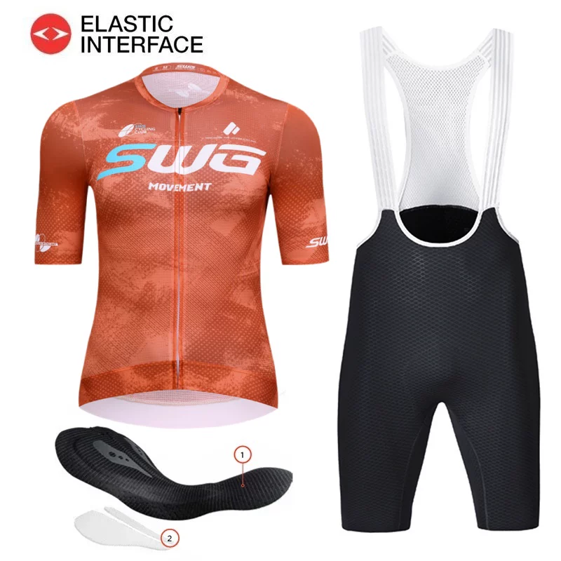SWG Mingsheng exclusive summer short sleeved cycling suit for men, breathable and quick drying road cycling professional cycling suit